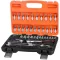 Bit és dugókulcs készlet, Strend Pro S246, 46 részes, narancssárga/fekete doboz, 1/4", racsnis, 13 db bit, 21 db dugókulcs, hosszabbítók, toldatok