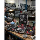 Szerszámkészlet, Strend Pro S873, 117 részes, kofferben, 1/4" és 1/2" dugókulcsokkal, fogókkal és csavarhúzókkal