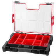   Rendszerező koffer, Qbrick Patrol System Pro Organizer 200, 45,2 × 35,8 × 7,9 cm, fekete, 6 l, tömített polikarbonát fedél, Easy Access rendszer, poliamid oldalsó csatlakozók