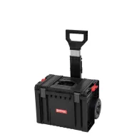   Szerszámosláda, Qbrick Patrol Pro Cart, 45 × 39 × 69 cm, fekete, 28 l, kerekes, teleszkópos alumínium fogantyú, víz- és porálló, fém tengely, moduláris rendszer
