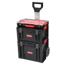 Szerszámosláda, Qbrick Patrol Pro Cart, 45 × 39 × 69 cm, fekete, 28 l, kerekes, teleszkópos alumínium fogantyú, víz- és porálló, fém tengely, moduláris rendszer
