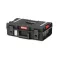 Szerszámosdoboz, Qbrick Patrol System One 200 Technik, 58,5 × 38,5 × 19 cm, fekete, 15,4 l, 6 kivehető tartály, por- és vízálló, alumínium rögzítőléc, munkaasztalként használható