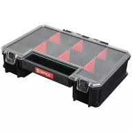   Rendszerező koffer, Qbrick Patrol System Two Organizer Multi, 25,7 x 18 x 6,5 cm, fekete, 11 l, polikarbonát fedél, állítható rekeszek, kényelmes fogantyú