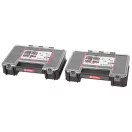 Tárolódoboz készlet, Qbrick Patrol System Two Toolbox Plus + 2 db System Two Organizer Multi készlet, fekete, 3,5 kg, fogantyús, átlátszó fedelű rendezőkkel