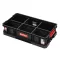 Szerszámosdoboz, Qbrick Patrol System Two Box 100 Flex, 53 × 29,5 × 13 cm, fekete, 14,3 l, moduláris, 5 állítható válaszfallal, strapabíró