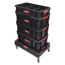 Szerszámosdoboz, Qbrick Patrol System Two Box 100 Flex, 53 × 29,5 × 13 cm, fekete, 14,3 l, moduláris, 5 állítható válaszfallal, strapabíró