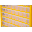 Rendszerező polc, Strend Pro SBx3045-G, 50 × 16 × 39 cm, sárga, falra szerelhető, 64 tárolóhely, PVC, 15 kg teherbírás
