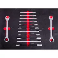   Racsnis csillag-villáskulcs készlet, Strend Pro S239, ezüst, 13 részes, 8–22 mm, Cr-V