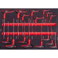   Imbuszkulcs készlet, Strend Pro S239, fekete/piros, 16 részes, gömbfejes 2 - 10 mm, Torx: 10 - 50, T-markolat