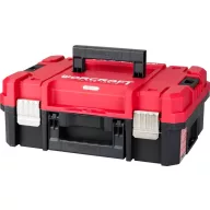   Szerszámosláda, Worcraft XCUBE100, 44,5 × 32 × 17 cm, piros/fekete, 8 l, 15 kg terhelhetőség, tartós műanyag, összecsukható fogantyú, egymásra rakható