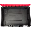 Szerszámosláda, Worcraft XCUBE100, 44,5 × 32 × 17 cm, piros/fekete, 8 l, 15 kg terhelhetőség, tartós műanyag, összecsukható fogantyú, egymásra rakható