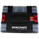 Gurulós szerszámtartó, Worcraft XCUBE200, 46,7 × 35,5 × 4 cm, fekete, kerekes, moduláris, klipszes rögzítés, több rekesszel, tartós műanyag