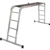   Sokcélú létra, Strend Pro, 4 az 1-ben, 4x3 fokos, 346cm, ezüst, alumínium, többcélú, önzáró csuklós, stabilizátoros
