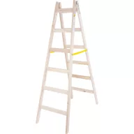   Kétrészes létra, Strend Pro, 2 x 6 fokos, fa, 190 cm, 150 kg teherbírás, kétoldalas kivitel, vödörtartó kampóval, horganyzott fém részek