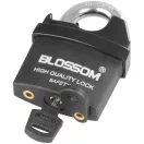 Lakat, Blossom LS0506, 60 mm, fekete, biztonsági, függőzár kivitel, 3 db kulccsal, kapukhoz, ajtókhoz és szekrényekhez
