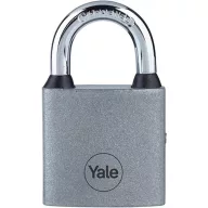   Lakat, Yale Y111S/60/132/1, 63 mm, ezüst, edzett kengyel, tartós, alap biztonsági szint, 3 db kulccsal