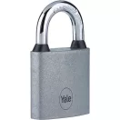 Lakat, Yale Y111S/60/132/1, 63 mm, ezüst, edzett kengyel, tartós, alap biztonsági szint, 3 db kulccsal
