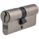 Cilinderbetét, FAB Home 2.00**, 30/45 mm (összesen75 mm), szatén nikkel, 3 db kulccsal, 5 pontos reteszelés, építőipari