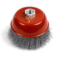   Drótkefe, Strend Pro CCB-501, 125 mm, hullámos, M14 x 2, acél drót, rozsda- és festékeltávolításhoz, maximum 4500 fordulat/perc