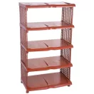 Strend Pro 5 polcos műanyag cipőtároló, rattan, 48 x 30,5 x 86 cm