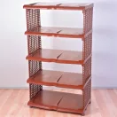 Strend Pro 5 polcos műanyag cipőtároló, rattan, 48 x 30,5 x 86 cm
