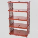 Strend Pro 5 polcos műanyag cipőtároló, rattan, 48 x 30,5 x 86 cm