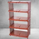 Strend Pro 5 polcos műanyag cipőtároló, rattan, 48 x 30,5 x 86 cm