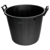   Műanyag virágcserép, Ics P133044, fekete, átmérő: 44 cm, magasság: 35 cm, tömör alj, 32 l, kerek, 2 fogantyúval