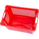 Gyümölcstartó láda, Ics M401000, piros, 40 literes, 56 × 35 × 31 cm, perforált falú, műanyag, egymásra rakható