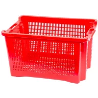   Gyümölcstartó láda, Ics M402000, piros, 40 literes, 56 × 35 × 31 cm, perforált falú, műanyag, egymásra rakható