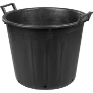   Műanyag virágcserép, Ics P134056, fekete, átmérő: 55 cm, magasság: 47 cm, perforált alj, 70 l, kerek, 2 fogantyúval