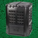 Komposztáló, Qbrick Patrol Eco Multi, fekete, 360 l, 68,9 x 68,9 x 83,9 cm, fedeles, alsó ürítőajtóval, egyszerű összeszerelés