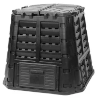   Komposztáló, Qbrick Patrol Eco Multi, fekete, 480 l, 93,3 x 93,3 x 80 cm, fedeles, alsóürítőajtóval, egyszerű össszeszerelés