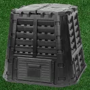 Komposztáló, Qbrick Patrol Eco Multi, fekete, 480 l, 93,3 x 93,3 x 80 cm, fedeles, alsóürítőajtóval, egyszerű össszeszerelés
