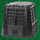 Komposztáló, Qbrick Patrol Eco Multi, fekete, 480 l, 93,3 x 93,3 x 80 cm, fedeles, alsóürítőajtóval, egyszerű össszeszerelés