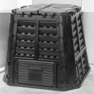 Komposztáló, Qbrick Patrol Eco Multi, fekete, 480 l, 93,3 x 93,3 x 80 cm, fedeles, alsóürítőajtóval, egyszerű össszeszerelés