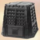Komposztáló, Qbrick Patrol Eco Multi, fekete, 480 l, 93,3 x 93,3 x 80 cm, fedeles, alsóürítőajtóval, egyszerű össszeszerelés