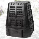 Komposztáló, Qbrick Patrol Eco Multi, fekete, 740 l, 93,3 x 93,3 x 113 cm, fedeles, alsó ürítőajtóval, egyszerű össszeszerelés