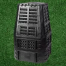 Komposztáló, Qbrick Patrol Eco Multi, fekete, 1000 l, 93,3 x 93,3 x 146 cm, fedeles, alsó ürítőajtóval, egyszerű össszeszerelés