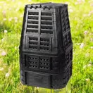 Komposztáló, Qbrick Patrol Eco Multi, fekete, 1000 l, 93,3 x 93,3 x 146 cm, fedeles, alsó ürítőajtóval, egyszerű össszeszerelés