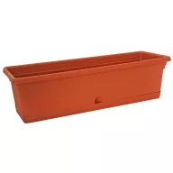  Műanyag virágláda, Ics Melissa, terrakotta, 60 x 20 cm, magasság: 16 cm, alátéttel, 8,5 l