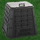Komposztáló, Prosperplast, Evoblack, fekete, 420 l, 88,5 x 88,5 x 80 cm, felső fogantyúval, alsó ürítőajtóval, egyszerű összeszerelés