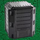 Komposztáló, Prosperplast, Compogreeen, fekete, 380 l, 71,9 x 71,9 x 82,6 cm, állatbiztos, fedeles, alsóürítő ajtóval, egyszerű összeszerelés