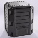 Komposztáló, Prosperplast, Compogreeen, fekete, 380 l, 71,9 x 71,9 x 82,6 cm, állatbiztos, fedeles, alsóürítő ajtóval, egyszerű összeszerelés