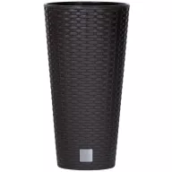   Rattan virágcserép, Prosperplast Rato Tubus 250, barna, átmérő: 25 cm, magasság: 47,6 cm, betéttel, 9 / 15,5 l, rattan hatású, kerek