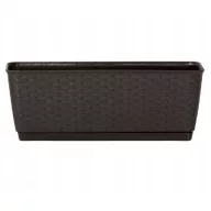   Rattan virágláda, Prosperplast Ratolla P, barna, 49,2 x 17,2 cm, magasság: 17,4 cm, alátéttel, 12 l, rattan hatású