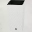 Rattan virágcserép, Prosperplast Rato Square 325, fehér, 32,5 x 32,5 cm, magasság: 61 cm, betéttel, 21 / 49 l, rattan hatású, négyzetes