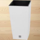 Rattan virágcserép, Prosperplast Rato Square 325, fehér, 32,5 x 32,5 cm, magasság: 61 cm, betéttel, 21 / 49 l, rattan hatású, négyzetes