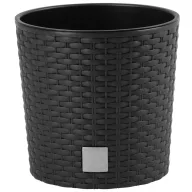   Rattan virágcserép, Prosperplast Rato Round 300, sötétbarna, átmérő: 30 cm, magasság: 27 cm, betéttel, 15 / 15,3 l, rattan hatású, kerek