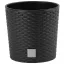 Rattan virágcserép, Prosperplast Rato Round 300, sötétbarna, átmérő: 30 cm, magasság: 27 cm, betéttel, 15 / 15,3 l, rattan hatású, kerek
